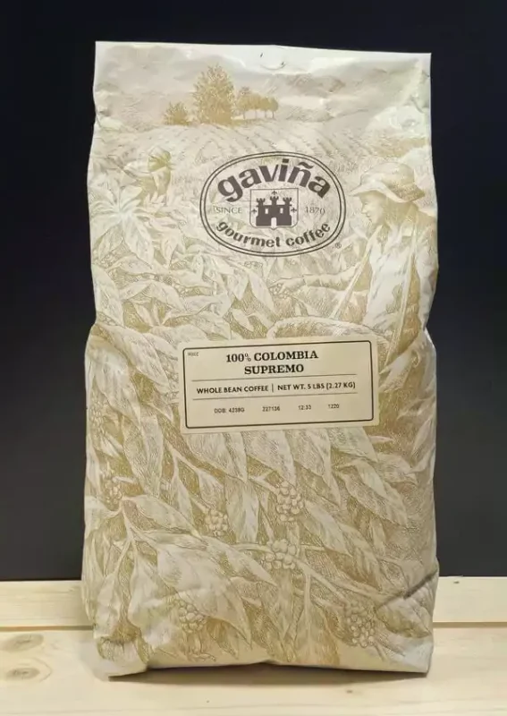 Gavina Colombia Supremo Whole Bean Coffee ( 5 Lb. )